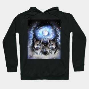 Cosmic Space Wolf Wolves Star Moon Hoodie